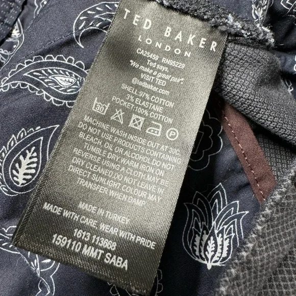 TED BAKER LONDON Saba Semi-Plain Weave Slim Fit Trousers Navy 30R